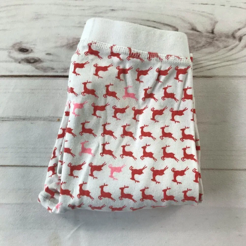 J.Crew Kids Girls Size 10 Red Prancing Reindeers White Pajama Set
